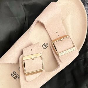 NEW BIRKENSTOCK Arizona Suede Sandals Women Size 40 Light Blush Bohemian Neutral